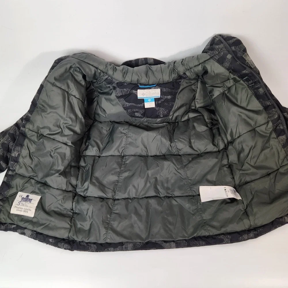 Columbia Kids Puffer Jacket Camo Print‎ Hooded Winter Warmth Outerwear Winter